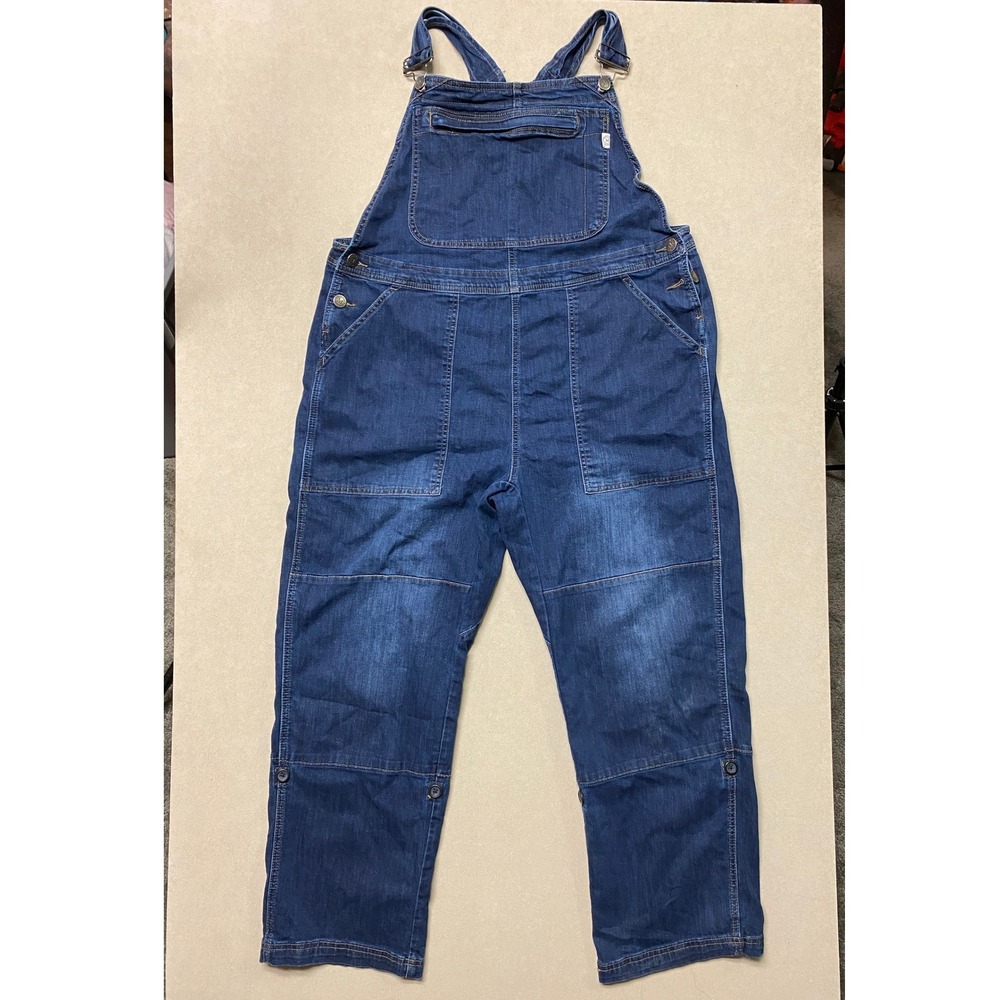 Martha Stewart Women XL Denim Overalls Blue Utility Painter Bib Multi-Pocket